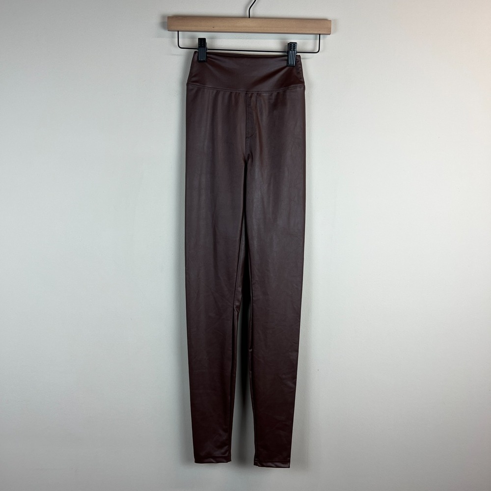Offline By Aerie Leggings Womens XS Brown Faux Leather High Rise Real Luxe New